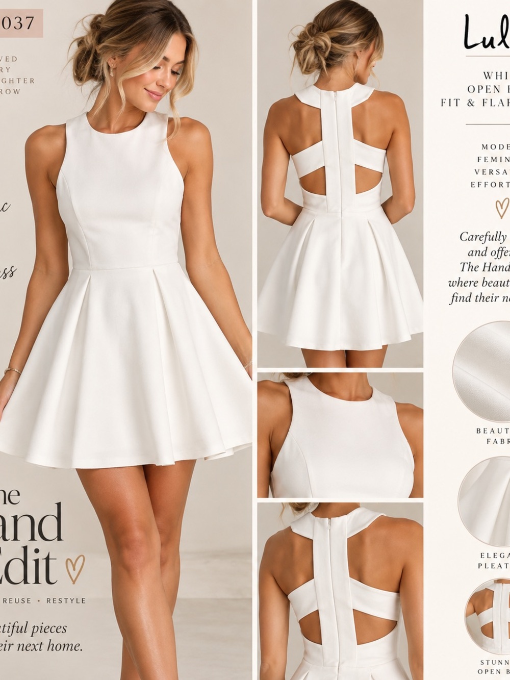 Lulus White Open Back Fit & Flare Skater Dress XXS NWT